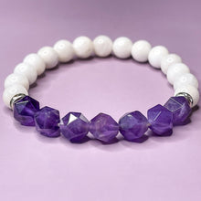 Load image into Gallery viewer, Amethyst & Moonstone 8mm Bead Bracelet