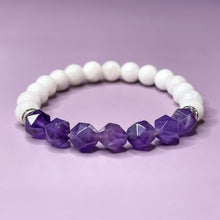 Load image into Gallery viewer, Amethyst & Moonstone 8mm Bead Bracelet