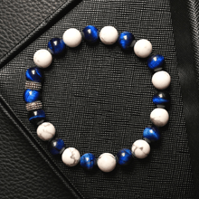 Load image into Gallery viewer, Infinite Calmness - Blue Tiger Eye & Howlite 8 mm Bead Bracelet