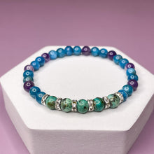 Load image into Gallery viewer, Sagittarius Zodiac 6mm Bead Bracelet -  African Turquoise, Apatite & Amethyst