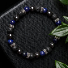 Load image into Gallery viewer, Focused Harmony - Lapis Lazuli, Hematite, Lava Stone 8mm Bead Bracelet