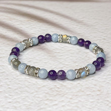 Load image into Gallery viewer, Pisces Zodiac 6mm Bead Bracelet -  Aquamarine, Amethyst & Labradorite