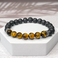 Load image into Gallery viewer, Limitless Energy - Lava Stone & Tiger Eye 8mm Bead Bracelet