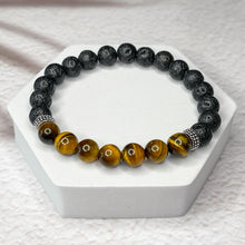 Load image into Gallery viewer, Limitless Energy - Lava Stone & Tiger Eye 8mm Bead Bracelet