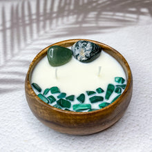 Load image into Gallery viewer, Wealth & Prosperity - Moss Agate, Aventurine & Malachite Crystal Infused Candle