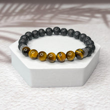 Load image into Gallery viewer, Limitless Energy - Lava Stone & Tiger Eye 8mm Bead Bracelet