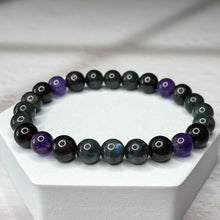 Load image into Gallery viewer, Aquarius Zodiac 8mm Bead Bracelet - Labradorite, Garnet & Amethyst