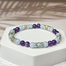 Load image into Gallery viewer, Pisces Zodiac 6mm Bead Bracelet -  Aquamarine, Amethyst & Labradorite