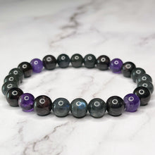 Load image into Gallery viewer, Aquarius Zodiac 8mm Bead Bracelet - Labradorite, Garnet & Amethyst