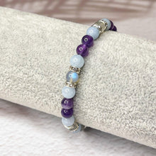 Load image into Gallery viewer, Pisces Zodiac 6mm Bead Bracelet -  Aquamarine, Amethyst & Labradorite