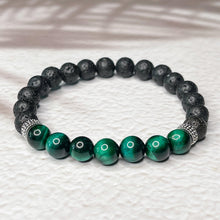 Load image into Gallery viewer, Ultimate Achievement - Lava & Tiger Eye Stone 8mm Bead Bracelet
