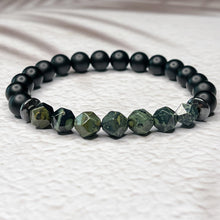Load image into Gallery viewer, Faceted Kambala Jasper, Matte Onyx, & Hematite 8mm Bead Bracelet