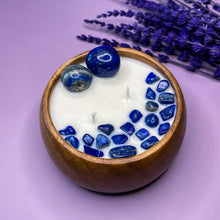 Load image into Gallery viewer, Peace & Serenity - Lapis Lazuli Crystal Infused Soy Wax Candle