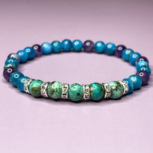 Load image into Gallery viewer, Sagittarius Zodiac 6mm Bead Bracelet -  African Turquoise, Apatite & Amethyst