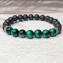 Load image into Gallery viewer, Ultimate Achievement - Lava & Tiger Eye Stone 8mm Bead Bracelet