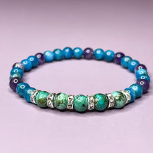 Load image into Gallery viewer, Sagittarius Zodiac 6mm Bead Bracelet -  African Turquoise, Apatite & Amethyst