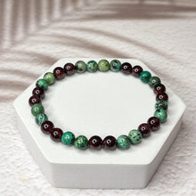 Load image into Gallery viewer, Sagittarius Zodiac 6mm Bead Bracelet -  African Turquoise & Garnet