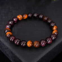 Load image into Gallery viewer, Inspiring Willpower - Garnet & Tiger Eye 8 mm