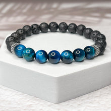 Load image into Gallery viewer, Healing Renewal - Blue Tiger Eye & Lava Stone 8mm Bead Bracelet
