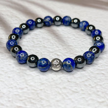 Load image into Gallery viewer, Men's Om 8mm Bead Bracelet - Hematite & Lapis Lazuli