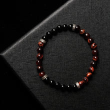 Load image into Gallery viewer, Fearless Passion - Red Tiger Eye & Onyx 6mm Bead Bracelet