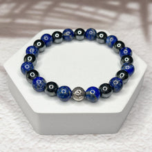 Load image into Gallery viewer, Men's Om 8mm Bead Bracelet - Hematite & Lapis Lazuli