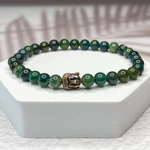 Load image into Gallery viewer, Wealthy Buddha - Moss Agate 6mm Bead Bracelet