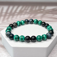 Load image into Gallery viewer, Scorpio Zodiac 8mm Bead Bracelet - Malachite, Obsidian & Hawk's Eye