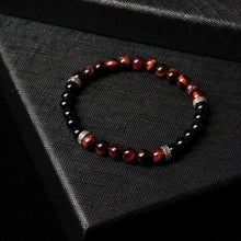 Load image into Gallery viewer, Fearless Passion - Red Tiger Eye & Onyx 6mm Bead Bracelet