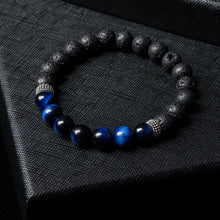 Load image into Gallery viewer, Calm Wisdom - Blue Tiger Eye & Lava Stone 8mm Bead Bracelet