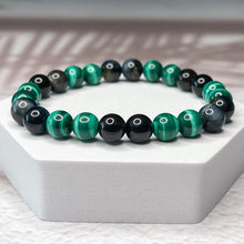 Load image into Gallery viewer, Scorpio Zodiac 8mm Bead Bracelet - Malachite, Obsidian & Hawk's Eye