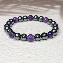 Load image into Gallery viewer, Spiritual Harmony - Hematite & Amethyst 8mm Bead Bracelet.