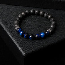 Load image into Gallery viewer, Calm Wisdom - Blue Tiger Eye & Lava Stone 8mm Bead Bracelet