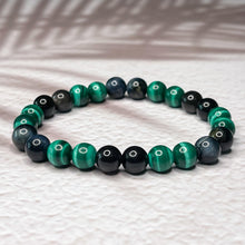 Load image into Gallery viewer, Scorpio Zodiac 8mm Bead Bracelet - Malachite, Obsidian & Hawk's Eye