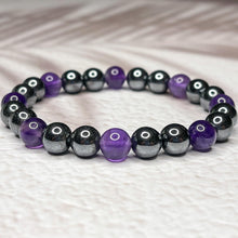 Load image into Gallery viewer, Spiritual Harmony - Hematite & Amethyst 8mm Bead Bracelet.