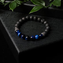 Load image into Gallery viewer, Calm Wisdom - Blue Tiger Eye & Lava Stone 8mm Bead Bracelet