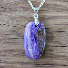 Load image into Gallery viewer, Attractive 36 Ct. Charoite Radiant Shape Pendant Necklace