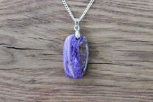 Load image into Gallery viewer, Attractive 36 Ct. Charoite Radiant Shape Pendant Necklace