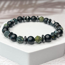 Load image into Gallery viewer, Ancient Energy - Kambala Jasper, Matte Onyx, & Hematite 8mm Bead Bracelet