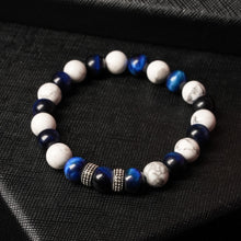 Load image into Gallery viewer, Infinite Calmness - Blue Tiger Eye & Howlite 8 mm Bead Bracelet