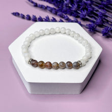 Load image into Gallery viewer, Moonstone & Botswana Agate 6mm Bead Bracelet