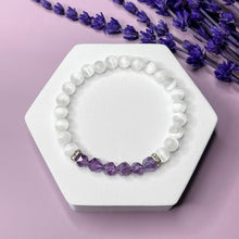 Load image into Gallery viewer, Selenite & Faceted Amethyst 6mm Bead Bracelet