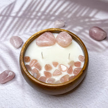 Load image into Gallery viewer, Peaceful Love - Rose Quartz Crystal Infused Soy Wax Candle