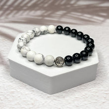 Load image into Gallery viewer, Yin Yang - Howlite & Onyx Stone 8mm Bead Bracelet