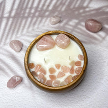 Load image into Gallery viewer, Peaceful Love - Rose Quartz Crystal Infused Soy Wax Candle