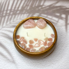 Load image into Gallery viewer, Peaceful Love - Rose Quartz Crystal Infused Soy Wax Candle