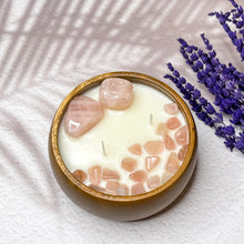 Load image into Gallery viewer, Peaceful Love - Rose Quartz Crystal Infused Soy Wax Candle