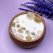 Load image into Gallery viewer, Powerful Manifestation - Golden Rutilated Quartz Infused Soy Wax Candle