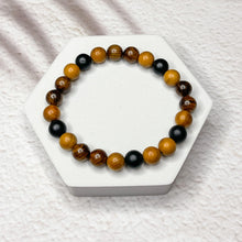 Load image into Gallery viewer, Onyx, Rosewood & Yew Wood 8mm Bead Bracelet