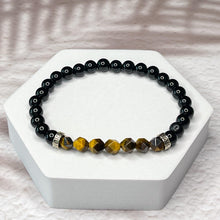 Load image into Gallery viewer, Strength & Protection - Faceted Tiger's Eye & Onyx 6mm Bead Bracelet